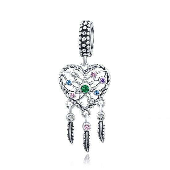 Pendiente colgante de corazón con árbol genealógico en estilo Pandora de plata - SCC1445 - Haga click en la imagen para cerrar