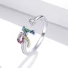 Anillo abierto estilo Pandora con letra M en colores vibrantes - SCR723-M