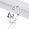 Anillo abierto estilo Pandora con letra-Z colorida - SCR723-Z