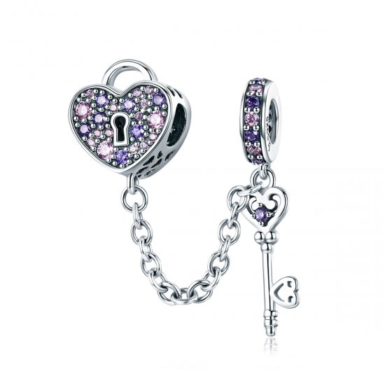 Cadena de seguridad en forma de cuchara con corazón de plata estilo Pandora - SCC772 - Haga click en la imagen para cerrar