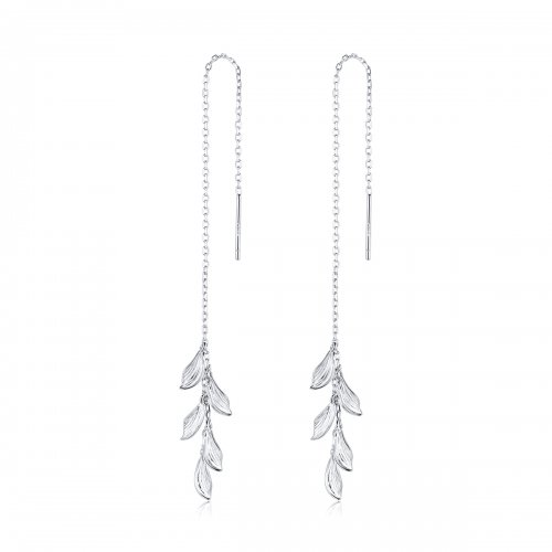 Pendientes colgantes de hojas de plata estilo Pandora - SCE987