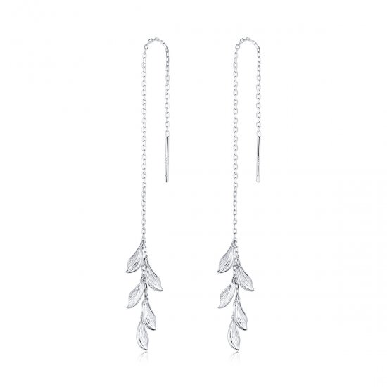 Pendientes colgantes de hojas de plata estilo Pandora - SCE987 - Haga click en la imagen para cerrar