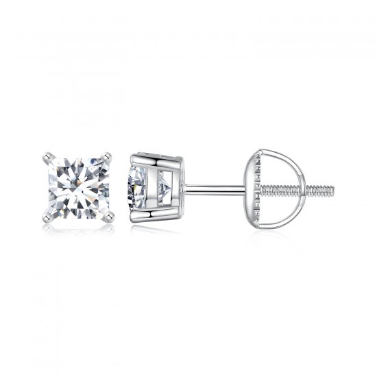 Pendientes de moissanita estilo princesa PANDORA (dos certificados) - MSE047-L - Haga click en la imagen para cerrar