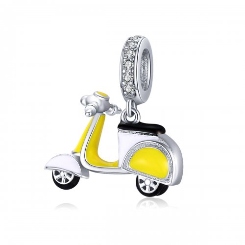 Pendiente de motocicleta plateada estilo Pandora - BSC136
