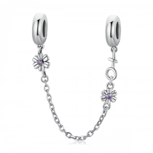 Cadena de seguridad estilo Pandora con flores retro - SCC2100