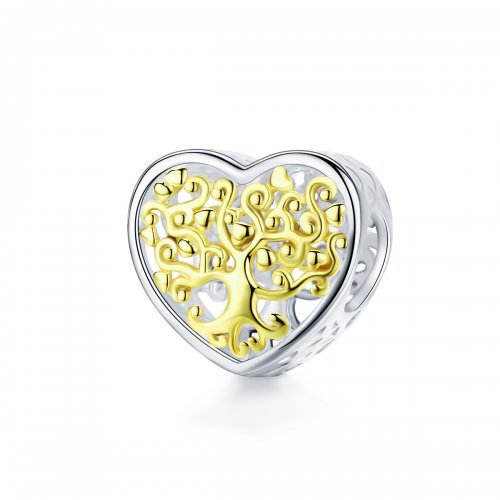 Charm de estilo Pandora en plata y bañado en oro con árbol de la vida - SCC1264