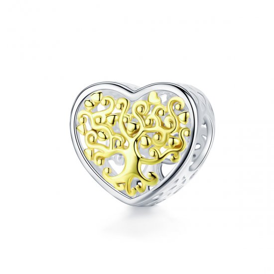 Charm de estilo Pandora en plata y bañado en oro con árbol de la vida - SCC1264 - Haga click en la imagen para cerrar