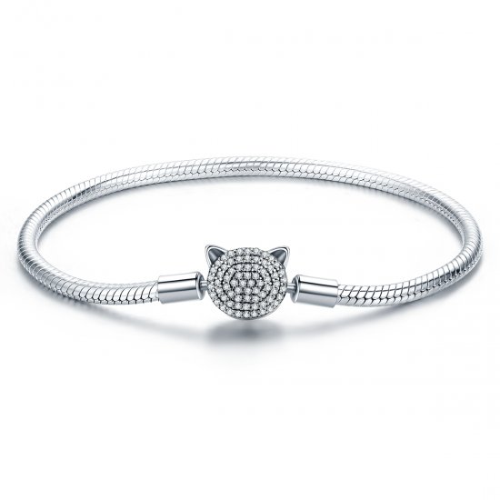 Pulsera de cadena de gato adorable estilo Pandora en plata - SCB053 - Haga click en la imagen para cerrar