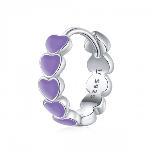 Aretes de argolla de corazones plateados estilo Pandora - SCE1052-VT