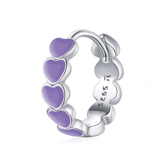 Aretes de argolla de corazones plateados estilo Pandora - SCE1052-VT - Haga click en la imagen para cerrar