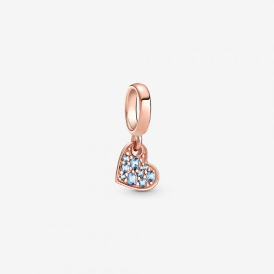 PANDORA Encanto Colgante Corazón Inclinado Pavé Azul Claro - 789404C01 - Haga click en la imagen para cerrar