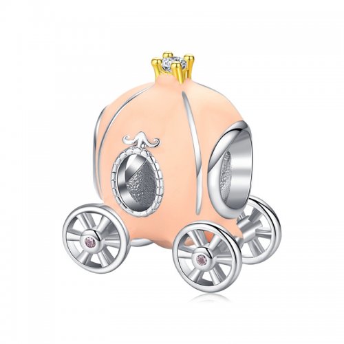 Charm de Carroza de Cenicienta de Plata al Estilo Pandora - BSC135