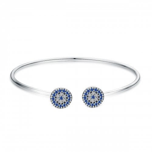 Pulsera abierta estilo Pandora con estrellas plateadas brillantes - SCB058
