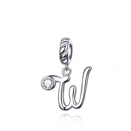 Pandora Style Letra W Plateada - Colgante - SCC1183-W - Haga click en la imagen para cerrar