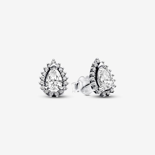 Pendientes Pandora de Botón Halo Brillante Corte Pera - 292834C01