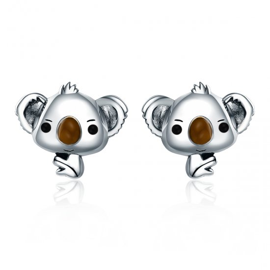 Aretes de botón estilo Pandora de plata presentan unos adorables koalas - SCE381 - Haga click en la imagen para cerrar