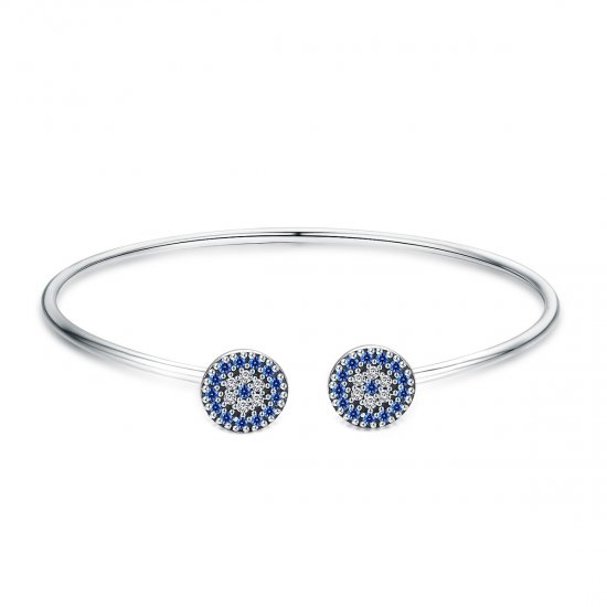 Pulsera abierta estilo Pandora con estrellas plateadas brillantes - SCB058 - Haga click en la imagen para cerrar