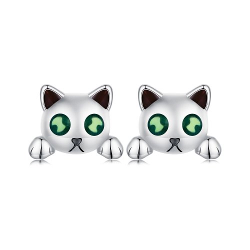 Estos aretes estilo Pandora con forma de gato brillan en la oscuridad - SCE1643