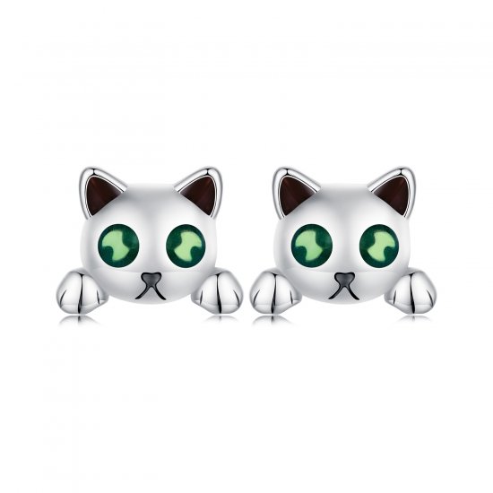 Estos aretes estilo Pandora con forma de gato brillan en la oscuridad - SCE1643 - Haga click en la imagen para cerrar