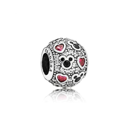 Charm en plata de ley Mickey & Corazones Brillantes - PANDORA - Haga click en la imagen para cerrar