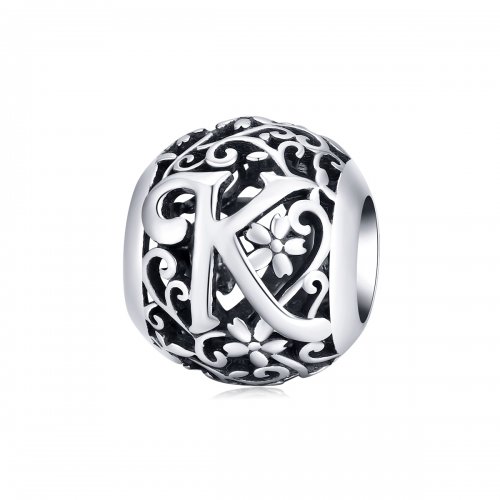 Charm de letra L con diseño de flor calada estilo Pandora - SCC1444-L