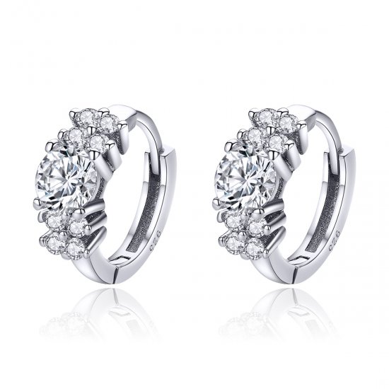 Pendientes de aro estilo Pandora en plata con brillo romántico - SCE485 - Haga click en la imagen para cerrar
