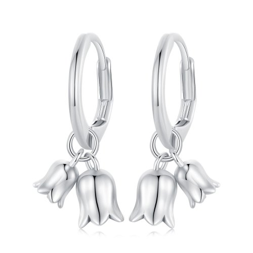 Pendientes de aro estilo Pandora con lirios del valle - BSE909