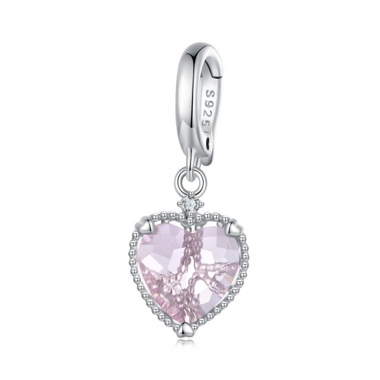 Pendiente de corazón rosa estilo Pandora con colgante - SCC2594 - Haga click en la imagen para cerrar