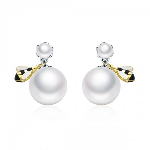 Estilo Pandora Pendientes de Abeja y Perla para Mujer - SCE232