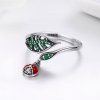 Anillo estilo Pandora de plata con una mariquita descansando - SCR310