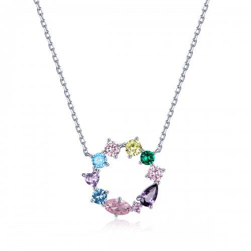 Collar con colgante de corona de la suerte en plata estilo Pandora - BSN178