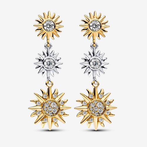 Pendientes colgantes Pandora Sun en plata de ley y baño de oro de 14 k - 262843C01