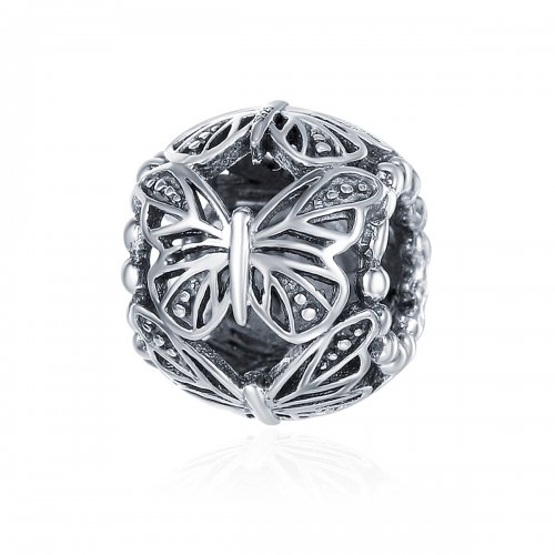 Charm de Mariposa Vintage de Plata al Estilo Pandora - SCC491