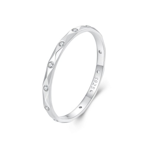 Anillo sencillo pequeño con diamantes brillantes estilo PANDORA - BSR578