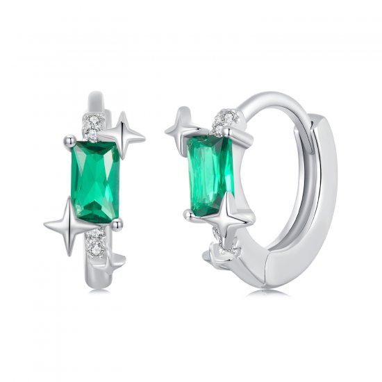 Pendientes de estrella esmeralda estilo PANDORA - BSE1036 - Haga click en la imagen para cerrar