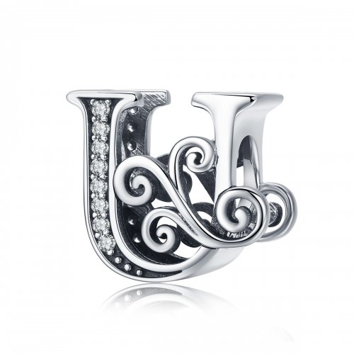 Encanto de letra U con brillantes pavé estilo Pandora - BSC030-U