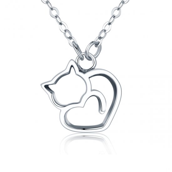 Collar con colgante de gato tonto de plata estilo Pandora - SCN188 - Haga click en la imagen para cerrar