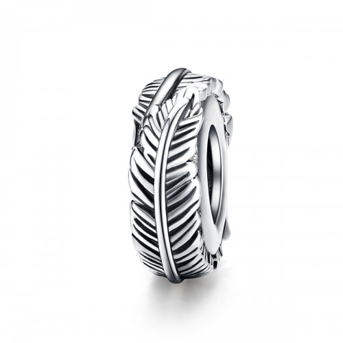 Pulsera estilo Pandora con separador de pluma de plata - SCC1236