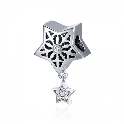 Charm de Estrella de Nieve de Plata al Estilo Pandora - SCC371