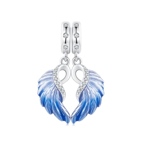 Colgante doble de alas azules estilo PANDORA - SCC2781