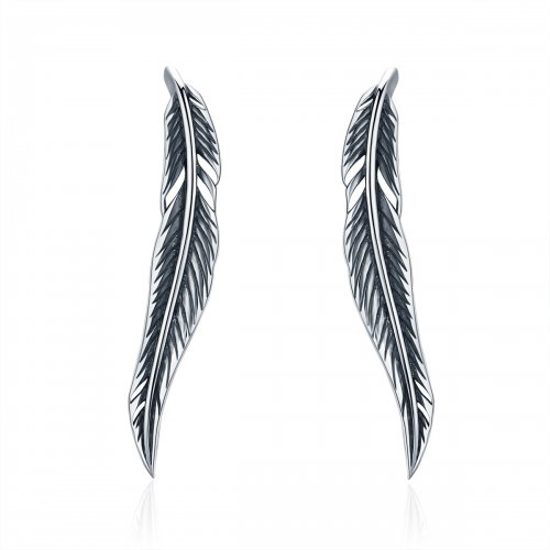 Pendientes de Botón de Estilo Pandora con Alas Retro de Plata - SCE258