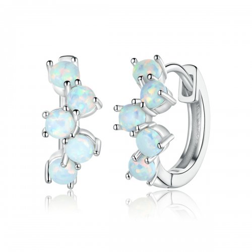 Pendientes de Aro de Burbujas de Ensueño de Estilo Pandora en Plata - SCE941