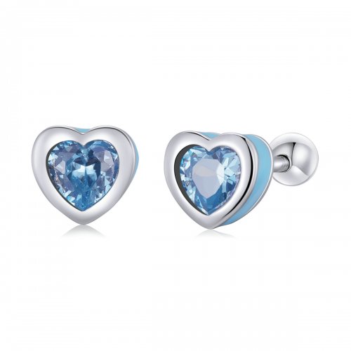 Pendientes de botón estilo Pandora con diseño de amor simple - SCE1352-LB
