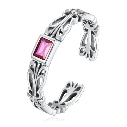 Anillo abierto de estilo retro con patrón al estilo de Pandora - SCR880