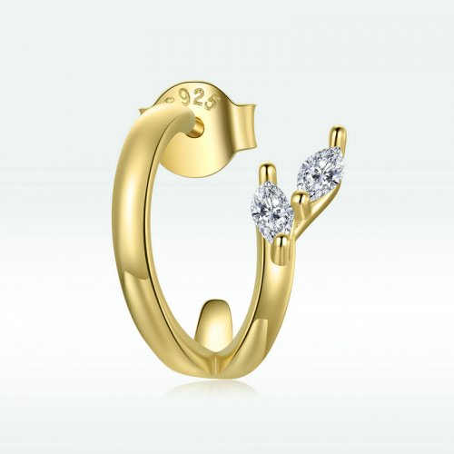 Estilo Pandora Pendientes de Aro con Diamantes Chapados en Oro de 18 quilates - SCE1080