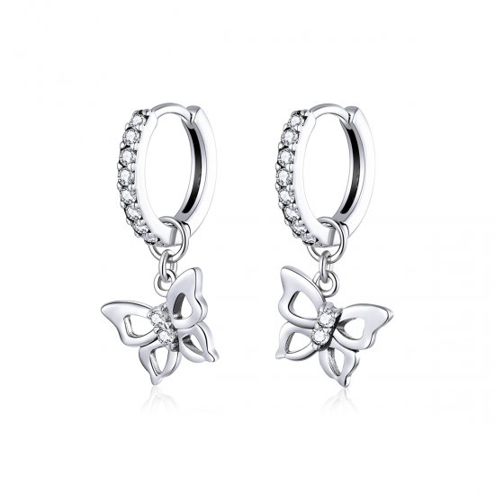 Pendientes de mariposa de plata estilo Pandora - SCE833 - Haga click en la imagen para cerrar