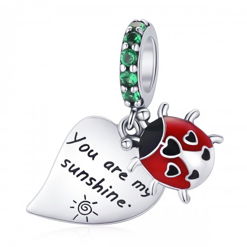 Estilo Pandora Mariquita con Colgante de Hojas - BSC492