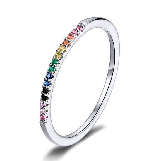 Anillo de estilo Pandora en plata con arcoíris - SCR583 - Haga click en la imagen para cerrar