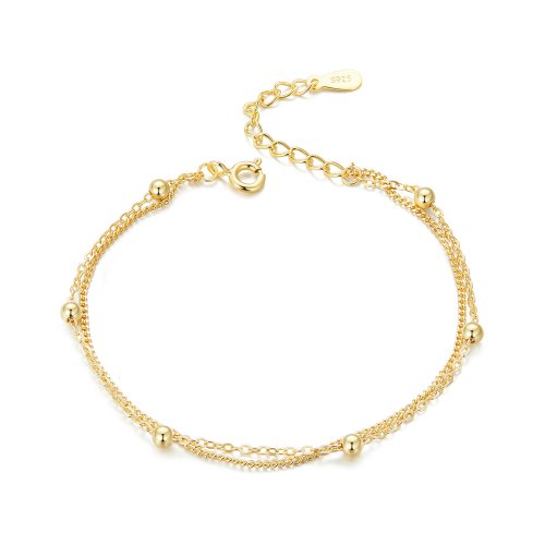 Pulsera de cadena con cuentas doradas al estilo Pandora - SCB131-B
