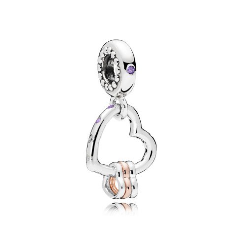 Charm colgante en plata de ley y PANDORA Rose Reflejos de Amor